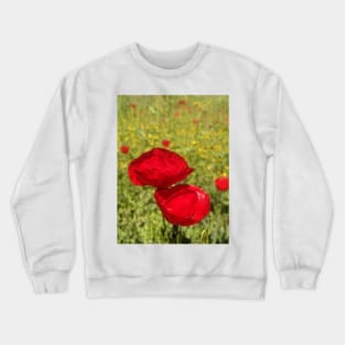 Greek Wildflowers poppy and calendula meadow Crewneck Sweatshirt